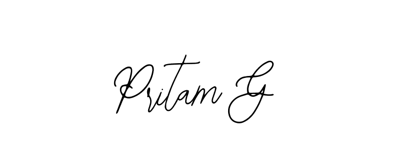 Similarly Bearetta-2O07w is the best handwritten signature design. Signature creator online .You can use it as an online autograph creator for name Pritam G. Pritam G signature style 12 images and pictures png