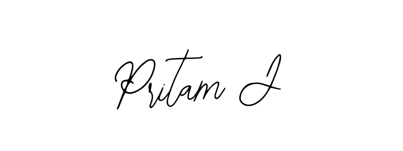 You should practise on your own different ways (Bearetta-2O07w) to write your name (Pritam J) in signature. don't let someone else do it for you. Pritam J signature style 12 images and pictures png