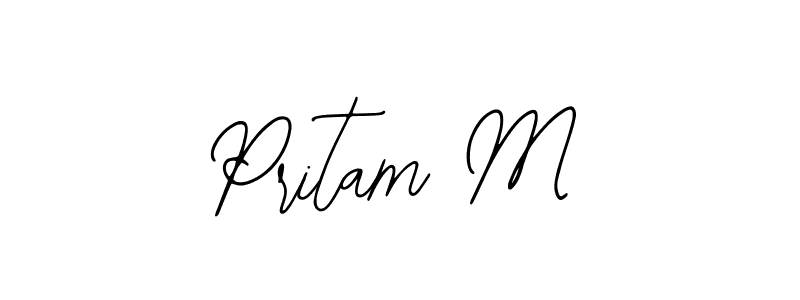 The best way (Bearetta-2O07w) to make a short signature is to pick only two or three words in your name. The name Pritam M include a total of six letters. For converting this name. Pritam M signature style 12 images and pictures png