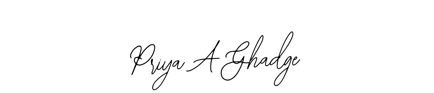 How to make Priya A Ghadge name signature. Use Bearetta-2O07w style for creating short signs online. This is the latest handwritten sign. Priya A Ghadge signature style 12 images and pictures png