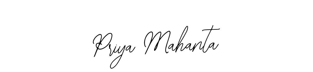How to make Priya Mahanta name signature. Use Bearetta-2O07w style for creating short signs online. This is the latest handwritten sign. Priya Mahanta signature style 12 images and pictures png