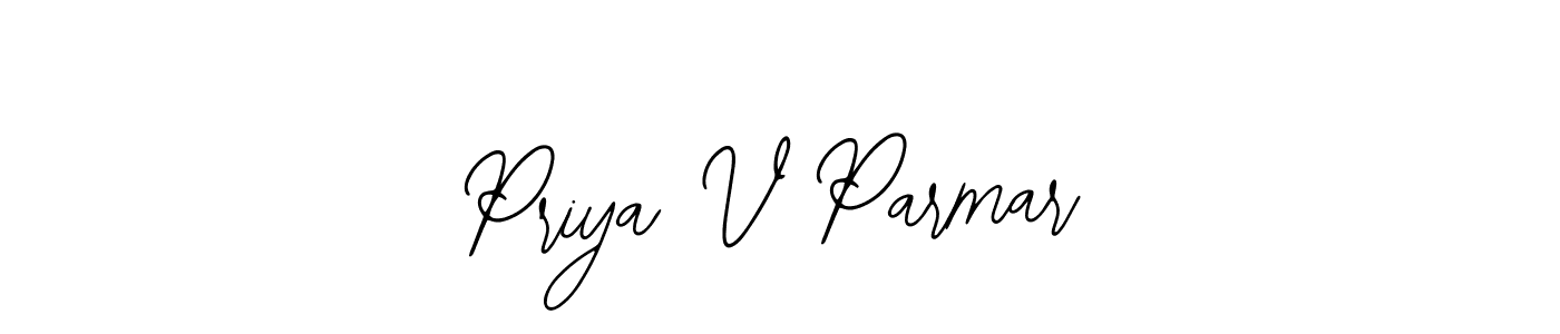 How to make Priya V Parmar name signature. Use Bearetta-2O07w style for creating short signs online. This is the latest handwritten sign. Priya V Parmar signature style 12 images and pictures png