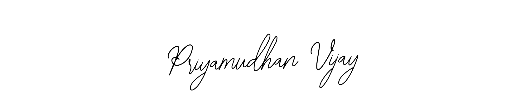 How to make Priyamudhan Vijay name signature. Use Bearetta-2O07w style for creating short signs online. This is the latest handwritten sign. Priyamudhan Vijay signature style 12 images and pictures png