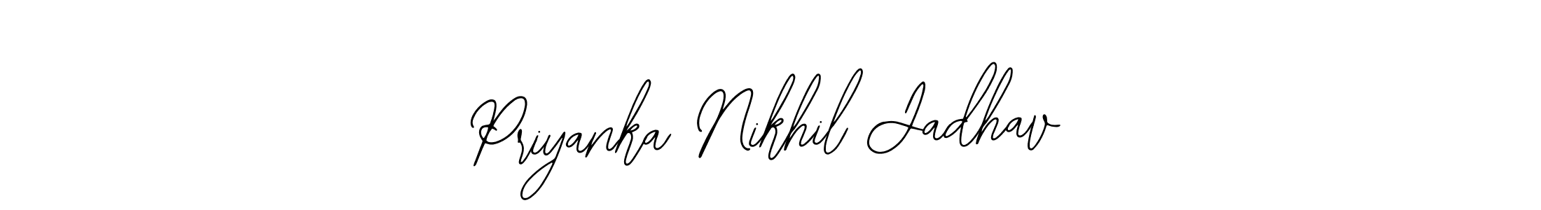 The best way (Bearetta-2O07w) to make a short signature is to pick only two or three words in your name. The name Priyanka Nikhil Jadhav include a total of six letters. For converting this name. Priyanka Nikhil Jadhav signature style 12 images and pictures png