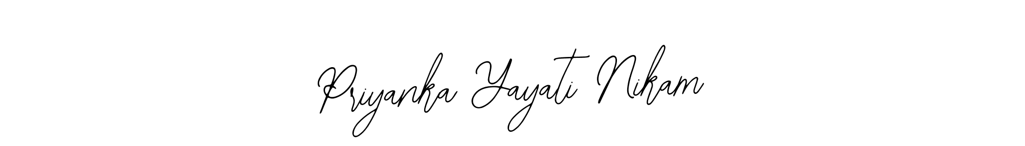 The best way (Bearetta-2O07w) to make a short signature is to pick only two or three words in your name. The name Priyanka Yayati Nikam include a total of six letters. For converting this name. Priyanka Yayati Nikam signature style 12 images and pictures png