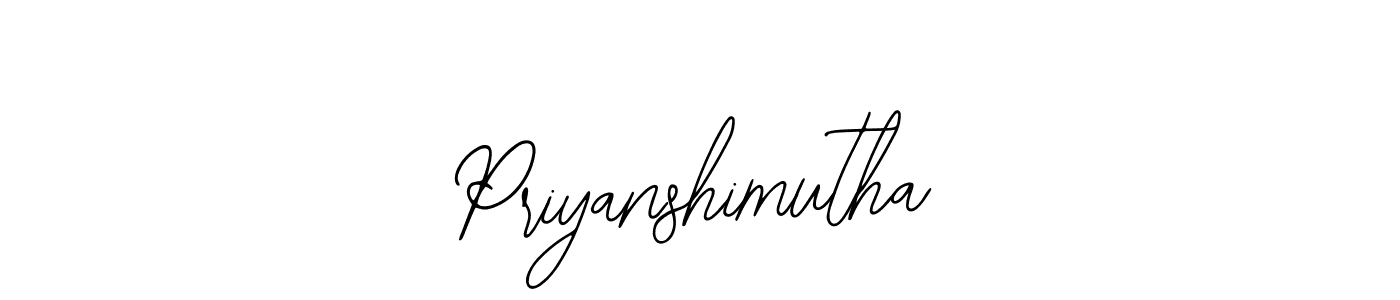 The best way (Bearetta-2O07w) to make a short signature is to pick only two or three words in your name. The name Priyanshimutha include a total of six letters. For converting this name. Priyanshimutha signature style 12 images and pictures png