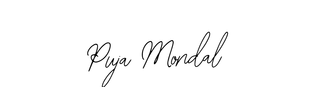 How to make Puja Mondal name signature. Use Bearetta-2O07w style for creating short signs online. This is the latest handwritten sign. Puja Mondal signature style 12 images and pictures png