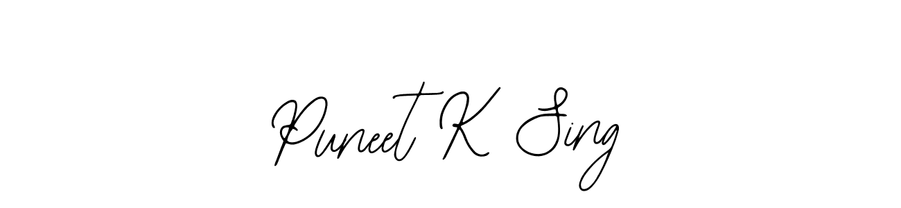 How to make Puneet K Sing name signature. Use Bearetta-2O07w style for creating short signs online. This is the latest handwritten sign. Puneet K Sing signature style 12 images and pictures png