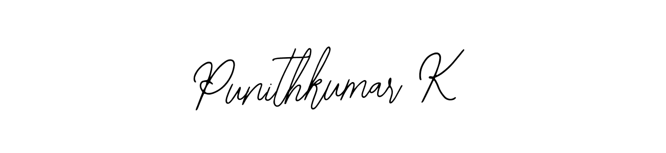 The best way (Bearetta-2O07w) to make a short signature is to pick only two or three words in your name. The name Punithkumar K include a total of six letters. For converting this name. Punithkumar K signature style 12 images and pictures png