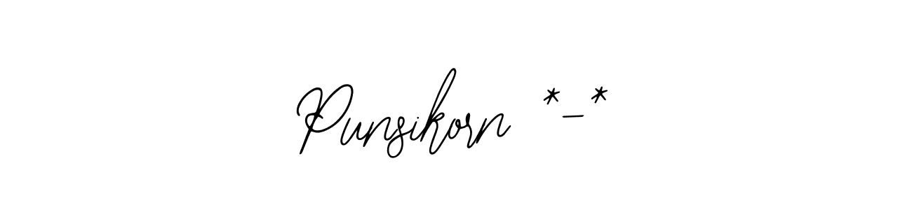 Design your own signature with our free online signature maker. With this signature software, you can create a handwritten (Bearetta-2O07w) signature for name Punsikorn *-*. Punsikorn *-* signature style 12 images and pictures png