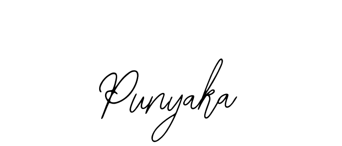 How to make Punyaka name signature. Use Bearetta-2O07w style for creating short signs online. This is the latest handwritten sign. Punyaka signature style 12 images and pictures png