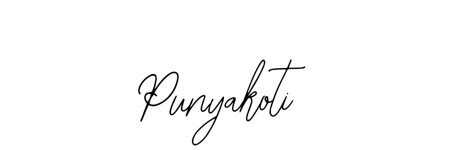 How to make Punyakoti name signature. Use Bearetta-2O07w style for creating short signs online. This is the latest handwritten sign. Punyakoti signature style 12 images and pictures png