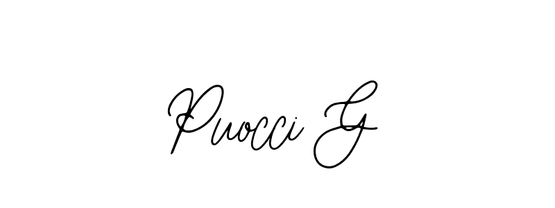 if you are searching for the best signature style for your name Puocci G. so please give up your signature search. here we have designed multiple signature styles  using Bearetta-2O07w. Puocci G signature style 12 images and pictures png