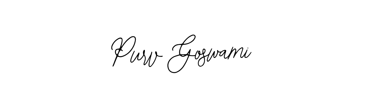 How to make Purv Goswami name signature. Use Bearetta-2O07w style for creating short signs online. This is the latest handwritten sign. Purv Goswami signature style 12 images and pictures png