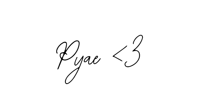 How to make Pyae <3 name signature. Use Bearetta-2O07w style for creating short signs online. This is the latest handwritten sign. Pyae <3 signature style 12 images and pictures png
