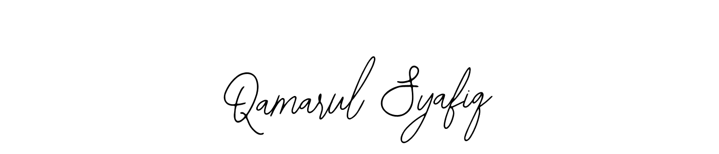 You should practise on your own different ways (Bearetta-2O07w) to write your name (Qamarul Syafiq) in signature. don't let someone else do it for you. Qamarul Syafiq signature style 12 images and pictures png