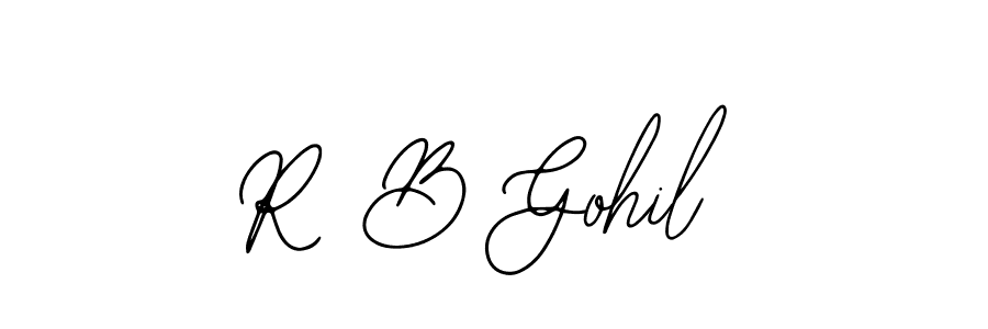 The best way (Bearetta-2O07w) to make a short signature is to pick only two or three words in your name. The name R B Gohil include a total of six letters. For converting this name. R B Gohil signature style 12 images and pictures png