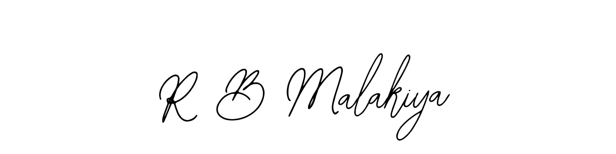 How to make R B Malakiya name signature. Use Bearetta-2O07w style for creating short signs online. This is the latest handwritten sign. R B Malakiya signature style 12 images and pictures png