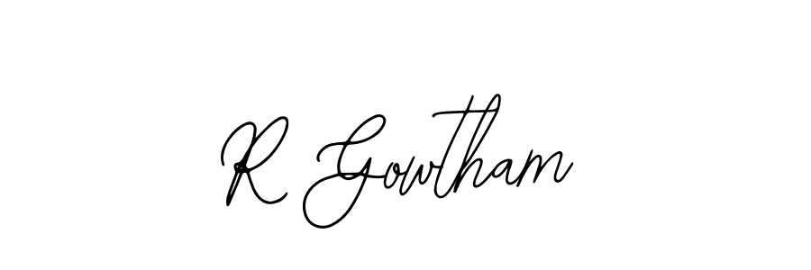 if you are searching for the best signature style for your name R Gowtham. so please give up your signature search. here we have designed multiple signature styles  using Bearetta-2O07w. R Gowtham signature style 12 images and pictures png