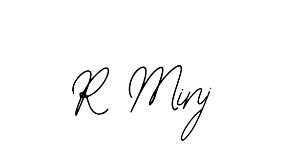 if you are searching for the best signature style for your name R Minj. so please give up your signature search. here we have designed multiple signature styles  using Bearetta-2O07w. R Minj signature style 12 images and pictures png