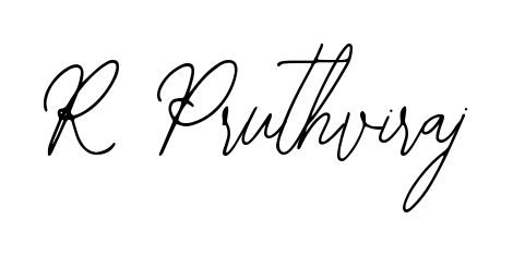 The Bearetta-2O07w typeface gives name R Pruthviraj a refined look. Suitable for certificates, diplomas, and official verification. R Pruthviraj signature style 12 images and pictures png