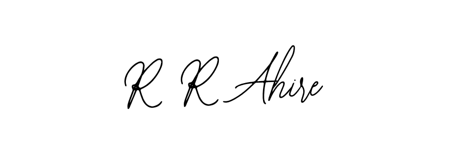 How to make R R Ahire name signature. Use Bearetta-2O07w style for creating short signs online. This is the latest handwritten sign. R R Ahire signature style 12 images and pictures png