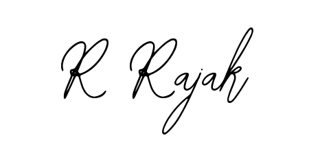 A timeless handwritten aesthetic for R Rajak. The Bearetta-2O07w font gives your signature a handcrafted feel with natural curves. R Rajak signature style 12 images and pictures png
