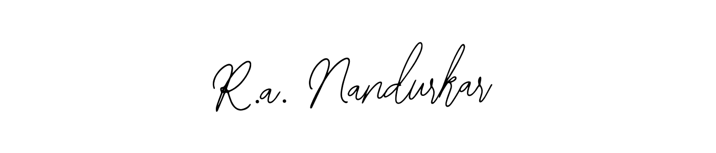 How to make R.a. Nandurkar name signature. Use Bearetta-2O07w style for creating short signs online. This is the latest handwritten sign. R.a. Nandurkar signature style 12 images and pictures png
