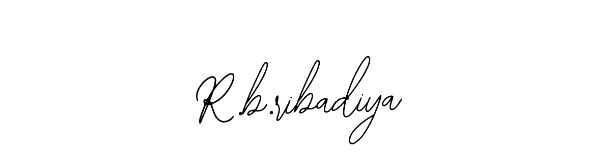 You should practise on your own different ways (Bearetta-2O07w) to write your name (R.b.ribadiya) in signature. don't let someone else do it for you. R.b.ribadiya signature style 12 images and pictures png