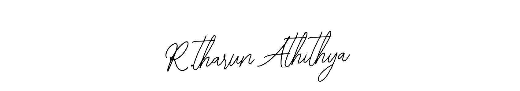 The best way (Bearetta-2O07w) to make a short signature is to pick only two or three words in your name. The name R.tharun Athithya include a total of six letters. For converting this name. R.tharun Athithya signature style 12 images and pictures png