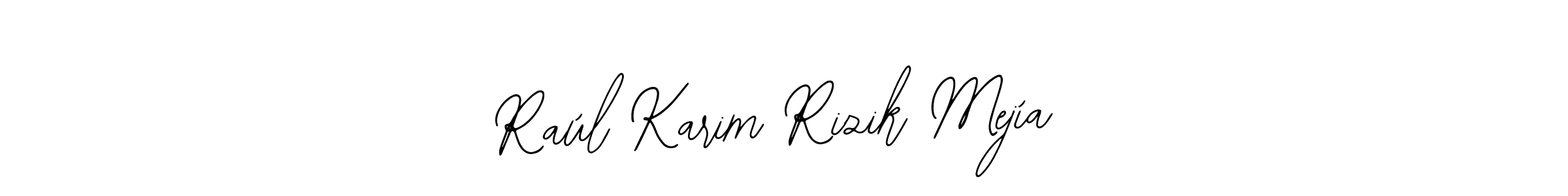 The best way (Bearetta-2O07w) to make a short signature is to pick only two or three words in your name. The name Raúl Karim Rizik Mejía include a total of six letters. For converting this name. Raúl Karim Rizik Mejía signature style 12 images and pictures png