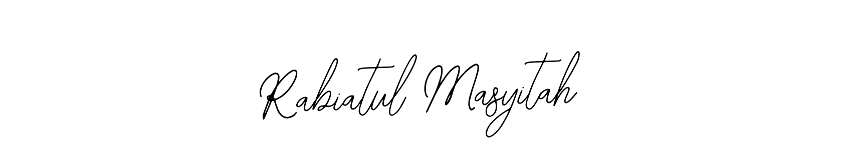 How to make Rabiatul Masyitah name signature. Use Bearetta-2O07w style for creating short signs online. This is the latest handwritten sign. Rabiatul Masyitah signature style 12 images and pictures png