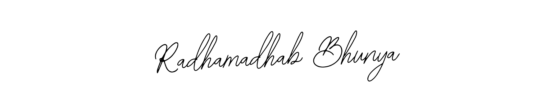 if you are searching for the best signature style for your name Radhamadhab Bhunya. so please give up your signature search. here we have designed multiple signature styles  using Bearetta-2O07w. Radhamadhab Bhunya signature style 12 images and pictures png