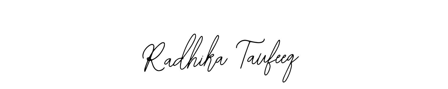 Also You can easily find your signature by using the search form. We will create Radhika Taufeeq name handwritten signature images for you free of cost using Bearetta-2O07w sign style. Radhika Taufeeq signature style 12 images and pictures png