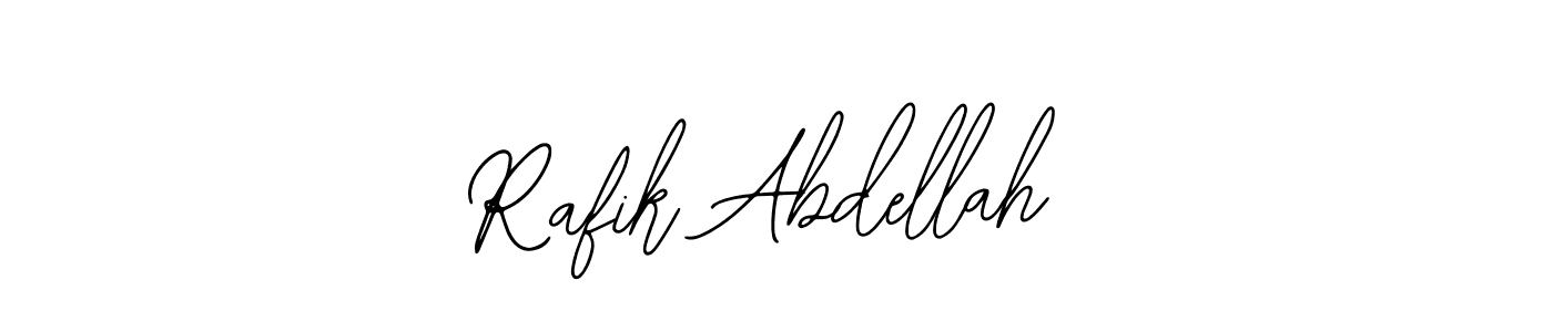 Bearetta-2O07w is a professional signature style that is perfect for those who want to add a touch of class to their signature. It is also a great choice for those who want to make their signature more unique. Get Rafik Abdellah name to fancy signature for free. Rafik Abdellah signature style 12 images and pictures png