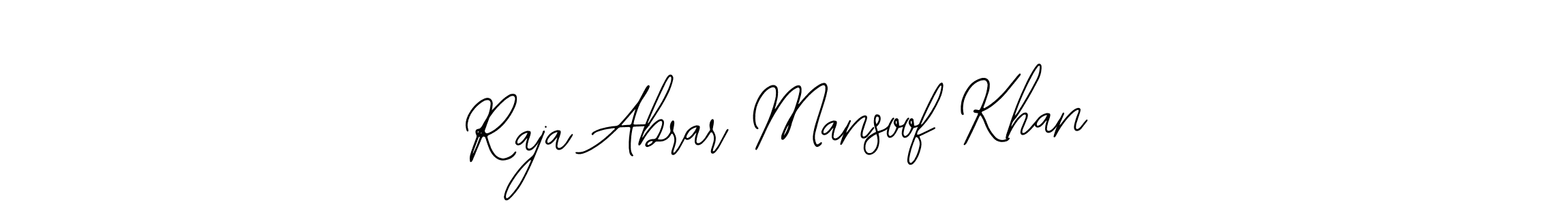 Design your own signature with our free online signature maker. With this signature software, you can create a handwritten (Bearetta-2O07w) signature for name Raja Abrar Mansoof Khan. Raja Abrar Mansoof Khan signature style 12 images and pictures png