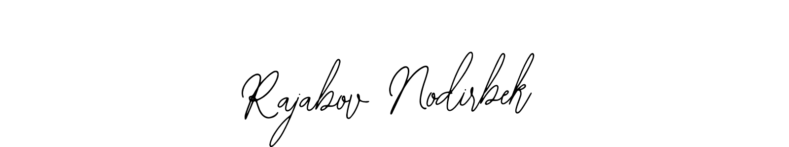 How to make Rajabov Nodirbek name signature. Use Bearetta-2O07w style for creating short signs online. This is the latest handwritten sign. Rajabov Nodirbek signature style 12 images and pictures png