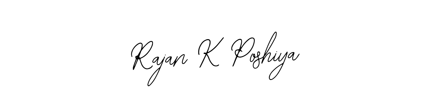 if you are searching for the best signature style for your name Rajan K Poshiya. so please give up your signature search. here we have designed multiple signature styles  using Bearetta-2O07w. Rajan K Poshiya signature style 12 images and pictures png