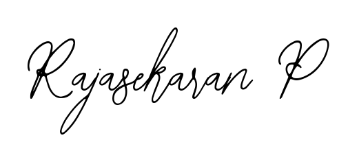 A stylish, flowing autograph style designed for name Rajasekaran P using Bearetta-2O07w typography. Perfect for digital creative projects. Rajasekaran P signature style 12 images and pictures png
