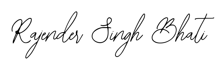 The Bearetta-2O07w typeface gives name Rajender Singh Bhati a refined look. Suitable for certificates, diplomas, and official verification. Rajender Singh Bhati signature style 12 images and pictures png