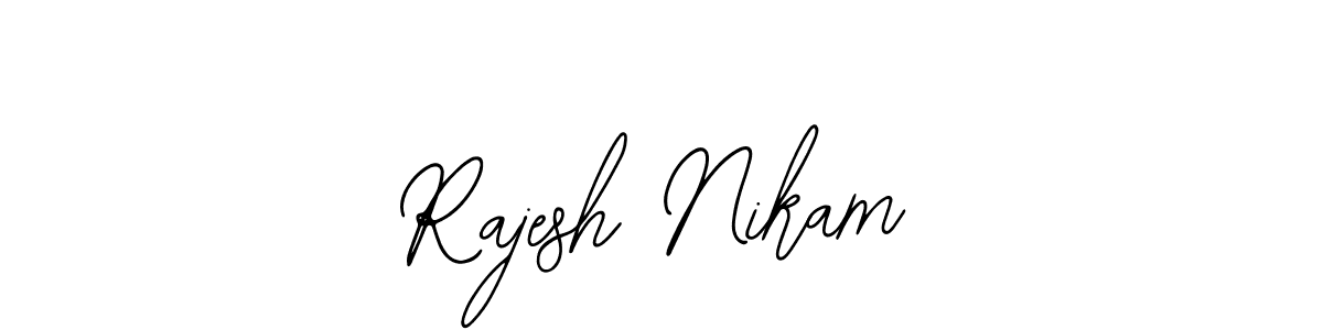 How to make Rajesh Nikam name signature. Use Bearetta-2O07w style for creating short signs online. This is the latest handwritten sign. Rajesh Nikam signature style 12 images and pictures png