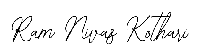 You can use this online signature creator to create a handwritten signature for the name Ram Nivas Kothari. This is the best online autograph maker. Ram Nivas Kothari signature style 12 images and pictures png