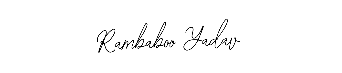 Bearetta-2O07w is a professional signature style that is perfect for those who want to add a touch of class to their signature. It is also a great choice for those who want to make their signature more unique. Get Rambaboo Yadav name to fancy signature for free. Rambaboo Yadav signature style 12 images and pictures png