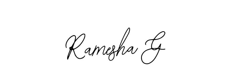 You should practise on your own different ways (Bearetta-2O07w) to write your name (Ramesha G) in signature. don't let someone else do it for you. Ramesha G signature style 12 images and pictures png