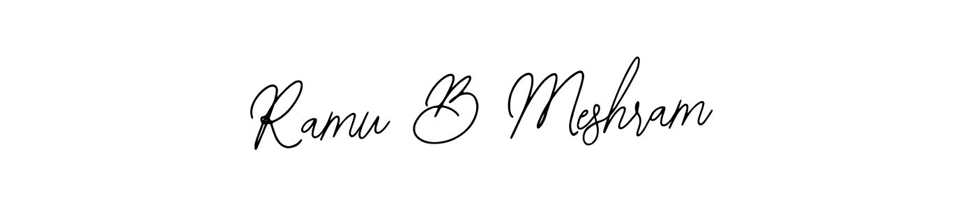 if you are searching for the best signature style for your name Ramu B Meshram. so please give up your signature search. here we have designed multiple signature styles  using Bearetta-2O07w. Ramu B Meshram signature style 12 images and pictures png