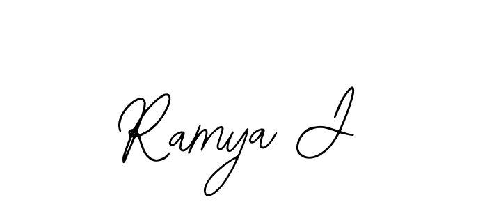 You should practise on your own different ways (Bearetta-2O07w) to write your name (Ramya J) in signature. don't let someone else do it for you. Ramya J signature style 12 images and pictures png
