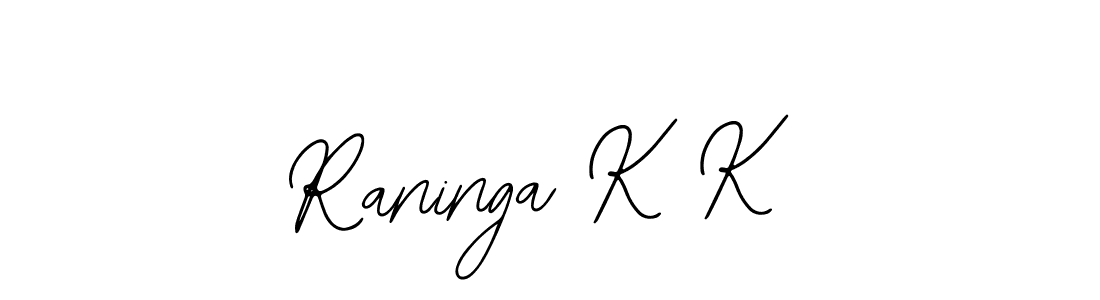 The best way (Bearetta-2O07w) to make a short signature is to pick only two or three words in your name. The name Raninga K K include a total of six letters. For converting this name. Raninga K K signature style 12 images and pictures png