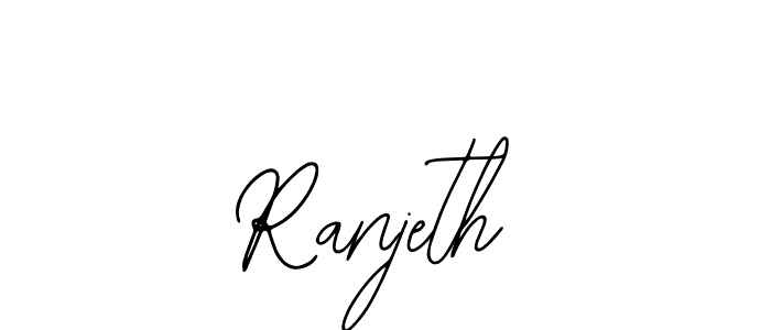 How to make Ranjeth name signature. Use Bearetta-2O07w style for creating short signs online. This is the latest handwritten sign. Ranjeth signature style 12 images and pictures png