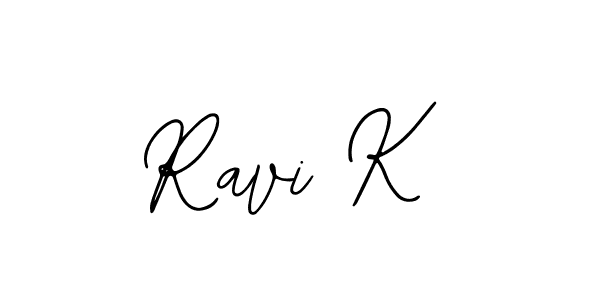 How to make Ravi K name signature. Use Bearetta-2O07w style for creating short signs online. This is the latest handwritten sign. Ravi K signature style 12 images and pictures png