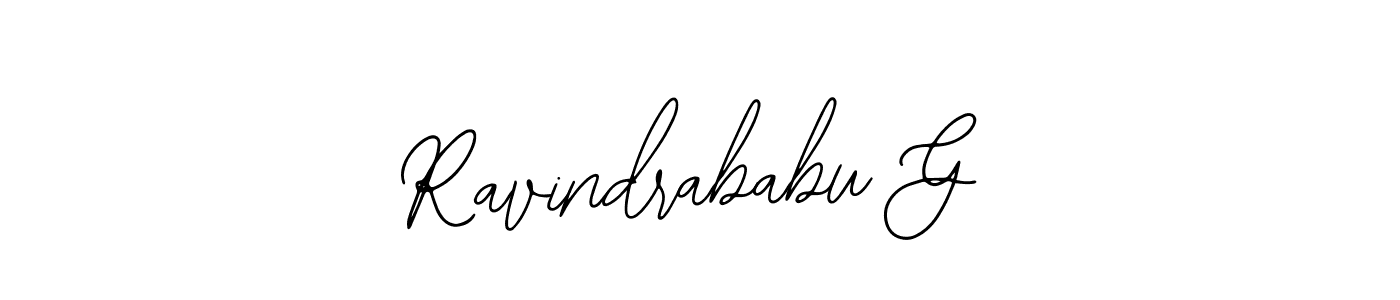 Similarly Bearetta-2O07w is the best handwritten signature design. Signature creator online .You can use it as an online autograph creator for name Ravindrababu G. Ravindrababu G signature style 12 images and pictures png